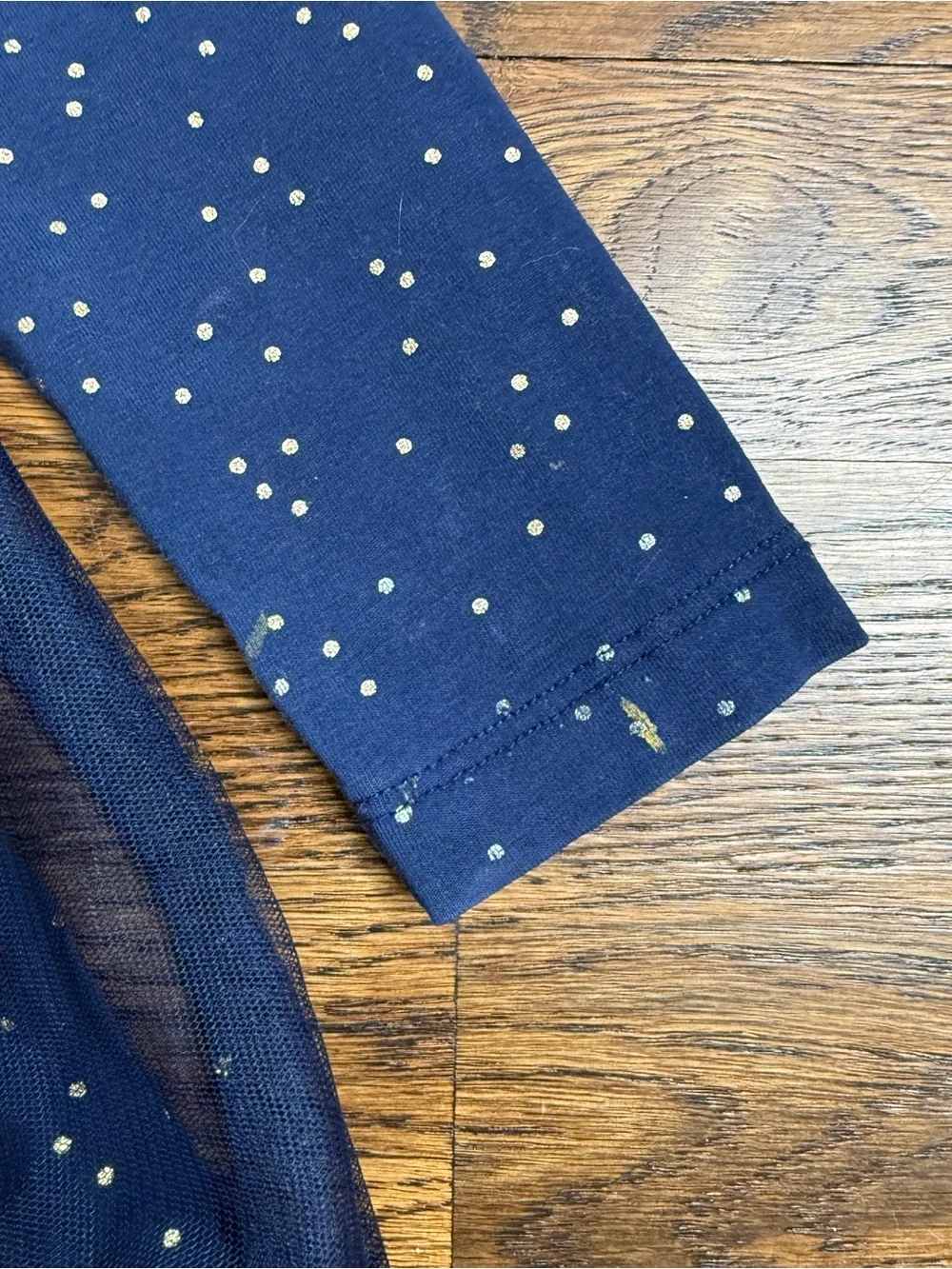 Hanna Andersson Girls Navy Shimmer Foiled Dots Print Tulle Waist Dress 3T